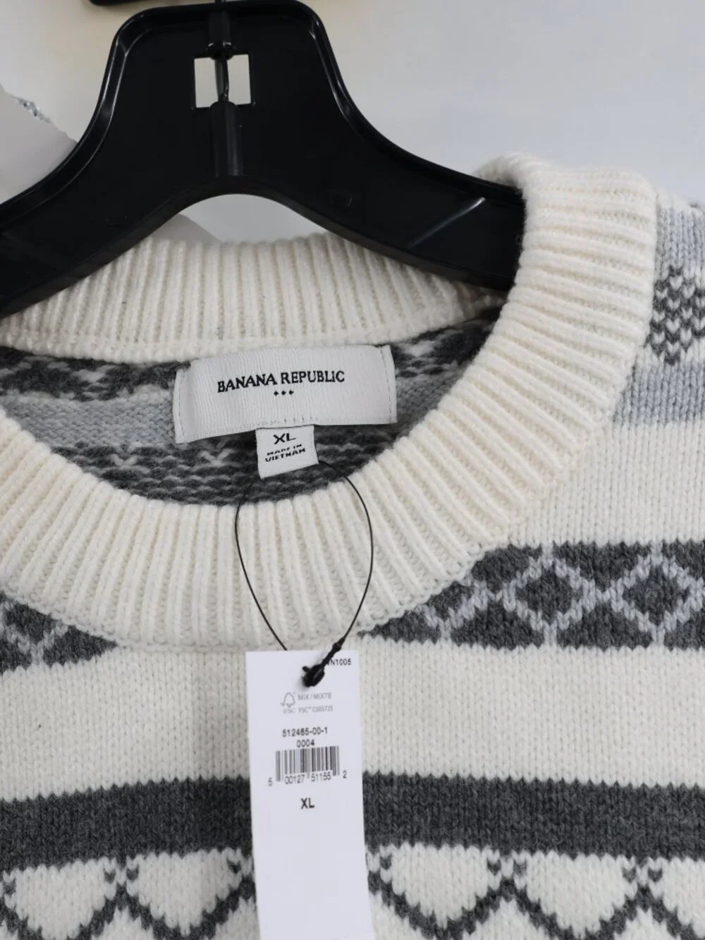 NWT Banana Republic Sweater Mens XL Fair Isle Knit Pullover cotton wool blend